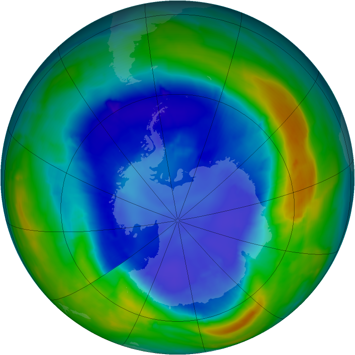 Antarctic ozone map for 03 September 2013